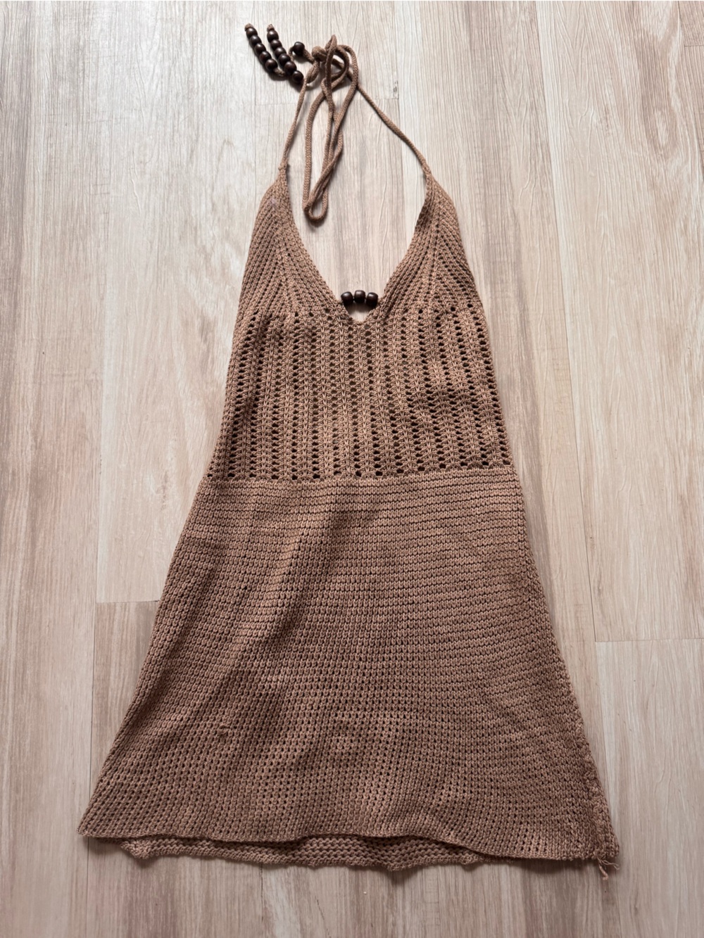Women's Brown Knit Halter Sweater Dress